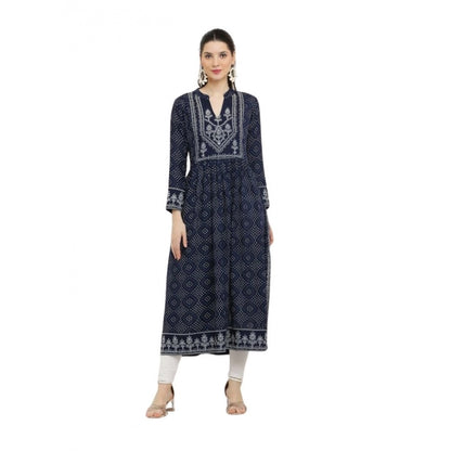 Classic Women's Casual Rayon Full sleeve Kurti (Blue)