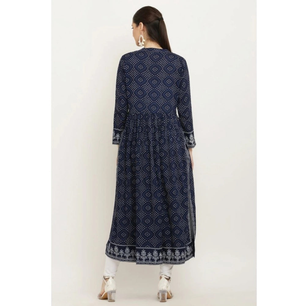 Classic Women's Casual Rayon Full sleeve Kurti (Blue)