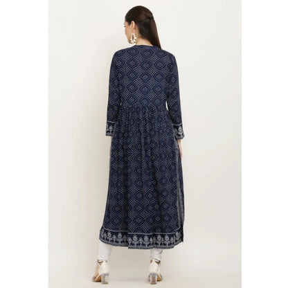 Classic Women's Casual Rayon Full sleeve Kurti (Blue)