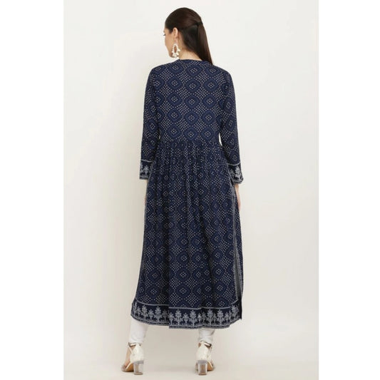 Classic Women's Casual Rayon Full sleeve Kurti (Blue)
