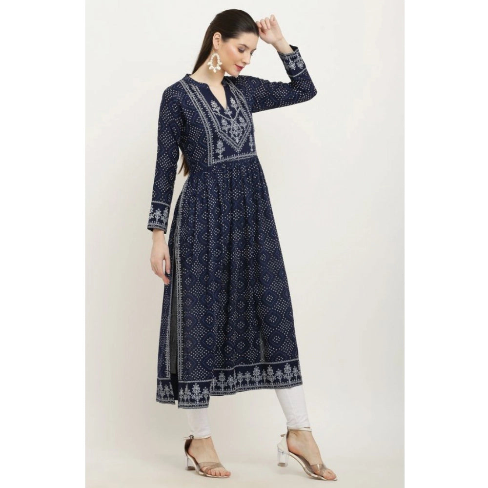 Classic Women's Casual Rayon Full sleeve Kurti (Blue)