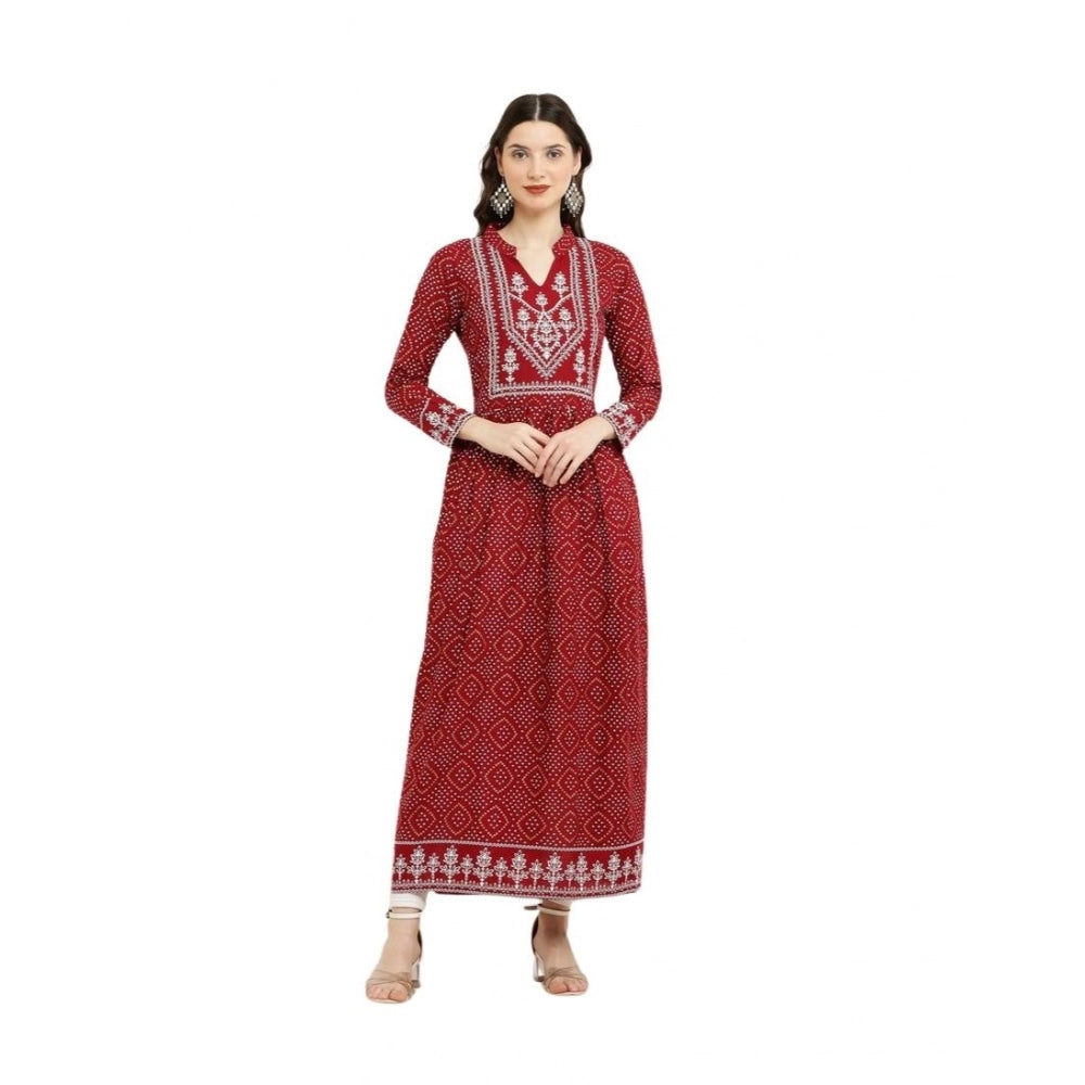 Exquisite Women's Casual Rayon Full sleeve Kurti (Maroon)