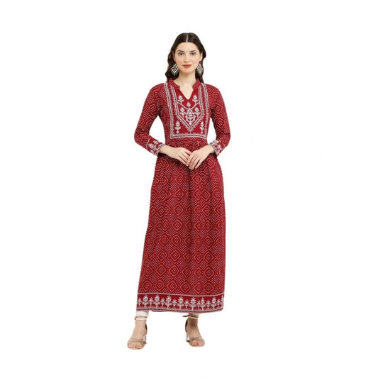 Exquisite Women's Casual Rayon Full sleeve Kurti (Maroon)