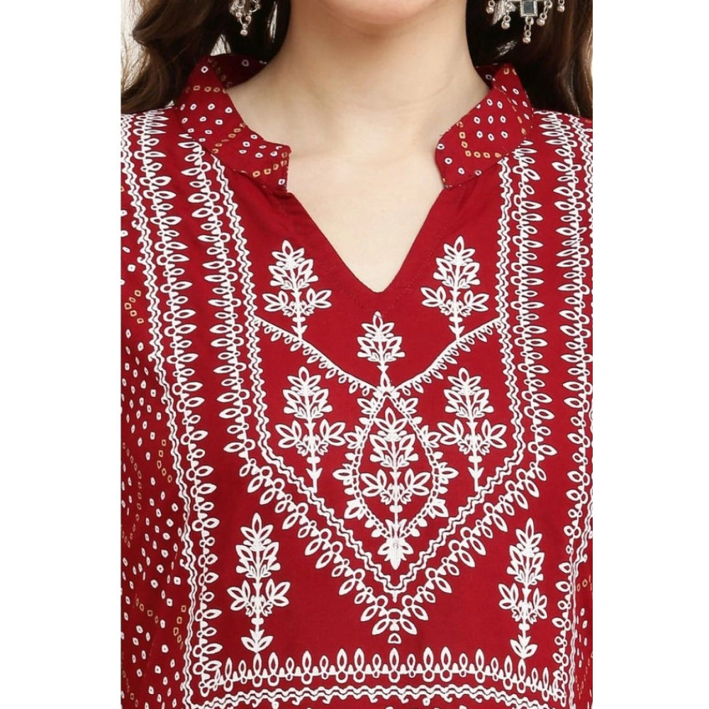 Exquisite Women's Casual Rayon Full sleeve Kurti (Maroon)