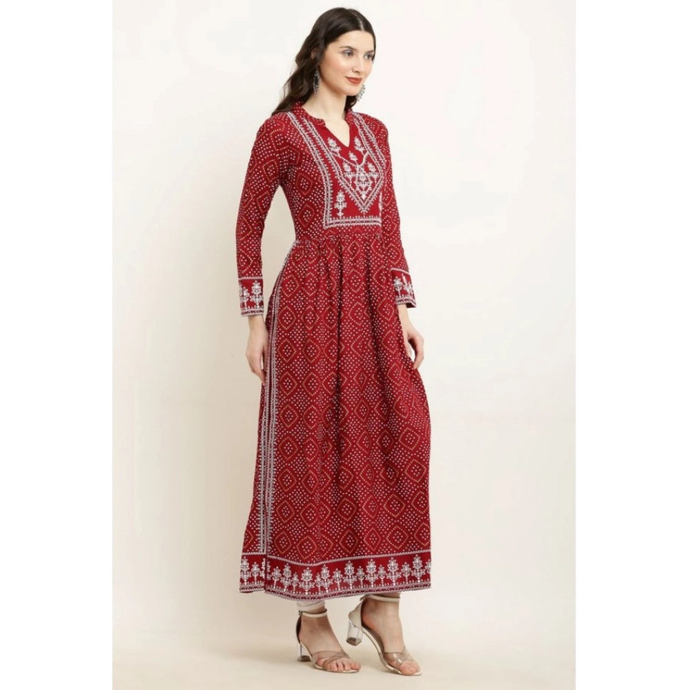 Exquisite Women's Casual Rayon Full sleeve Kurti (Maroon)