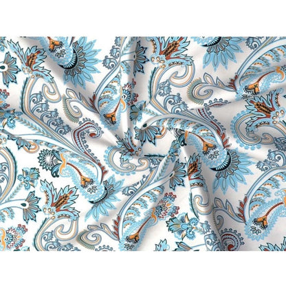 Generic Cotton Blend Floral Printed Double Bedsheet with 2 Pillow Covers (White)