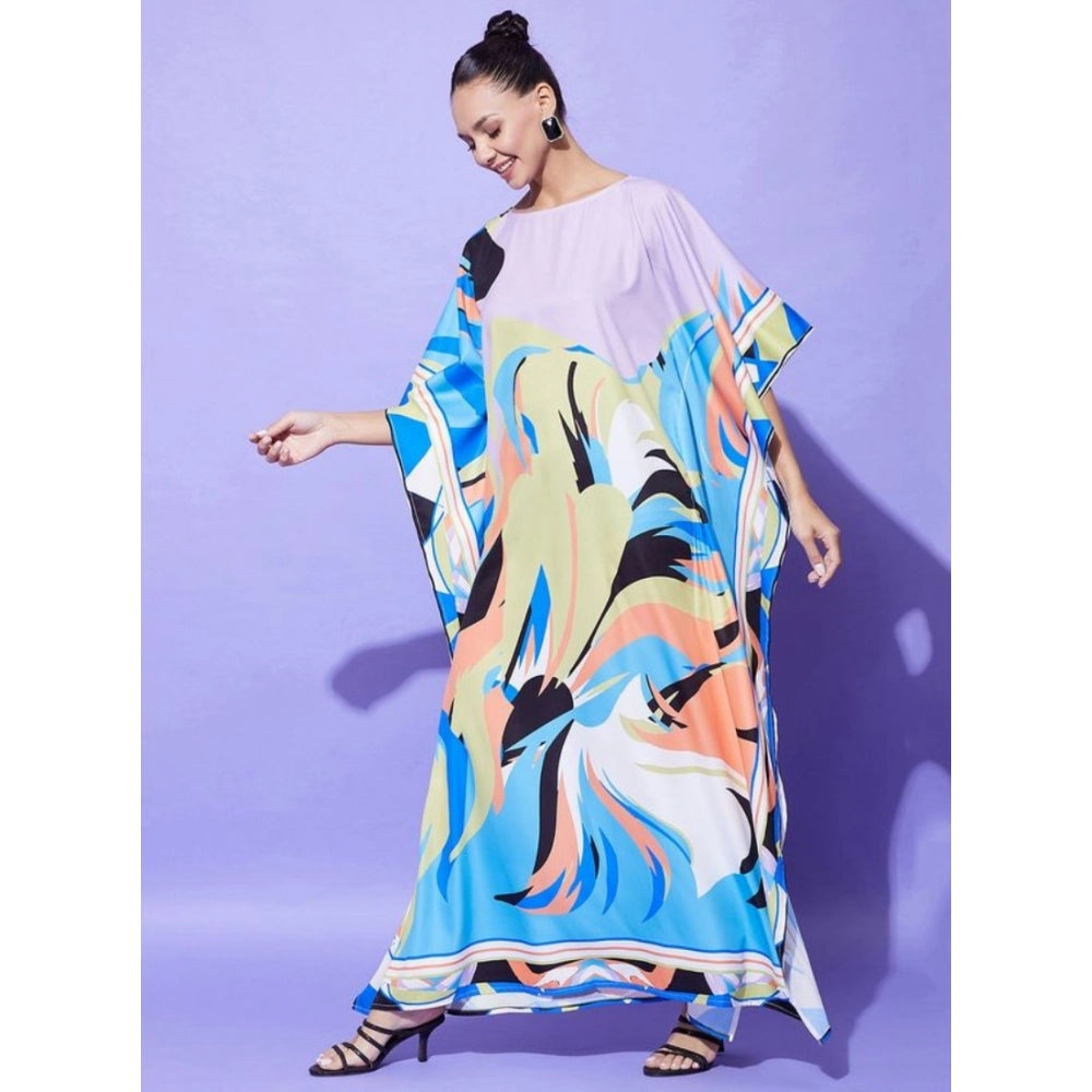 Generic Women's Satin Colour Blocking Kaftan Dress (Multicolor)