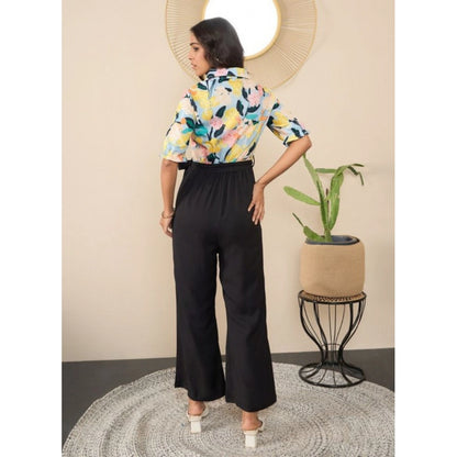 Generic Women's Polyester Floral Half Sleeves Jumpsuit (Multicolor)