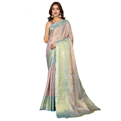 Generic Women's Jacquard Saree With Unstitched Blouse 5.5Mtr (Multicolor)