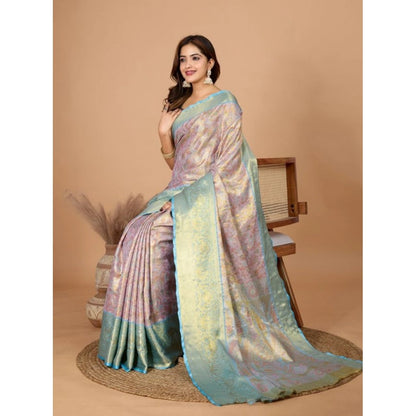 Generic Women's Jacquard Saree With Unstitched Blouse 5.5Mtr (Multicolor)