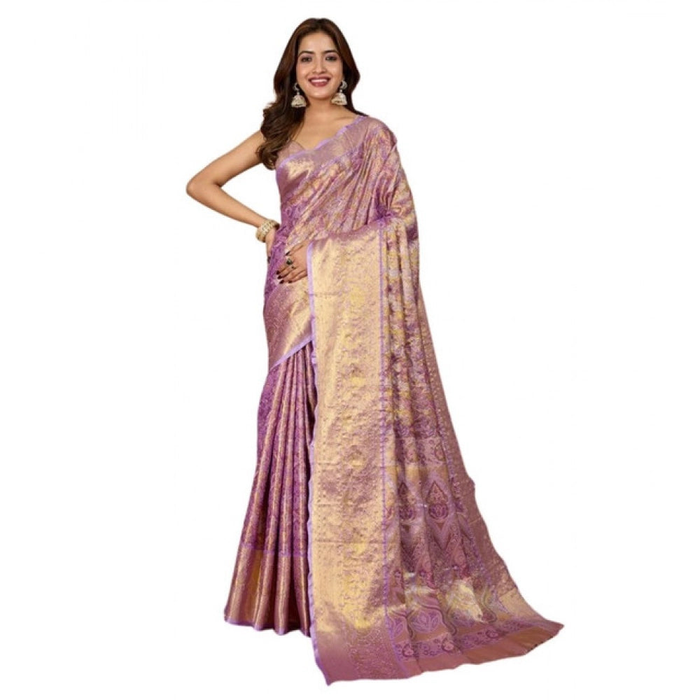 Generic Women's Jacquard Saree With Unstitched Blouse 5.5Mtr (Multicolor)