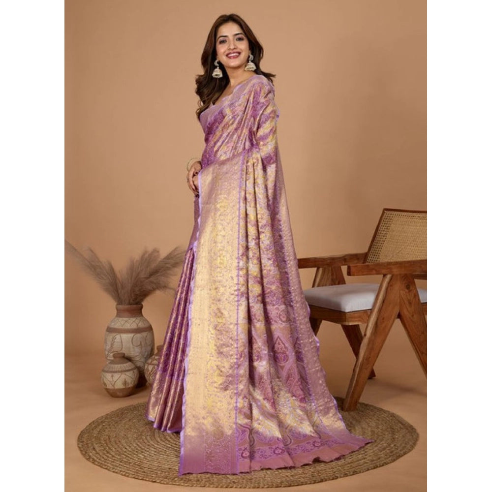 Generic Women's Jacquard Saree With Unstitched Blouse 5.5Mtr (Multicolor)