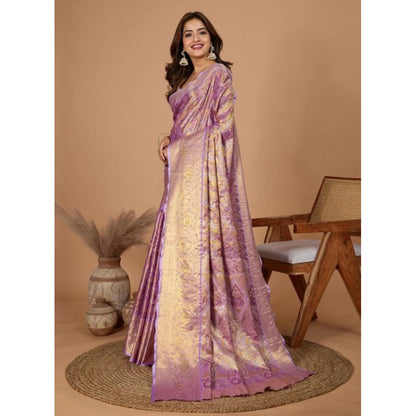 Generic Women's Jacquard Saree With Unstitched Blouse 5.5Mtr (Multicolor)