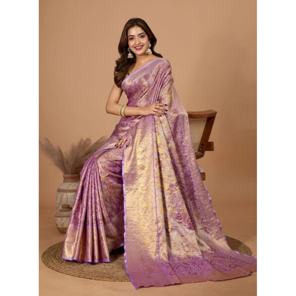 Generic Women's Jacquard Saree With Unstitched Blouse 5.5Mtr (Multicolor)