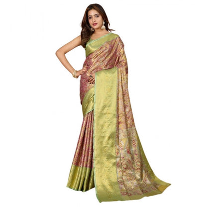 Generic Women's Jacquard Saree With Unstitched Blouse 5.5Mtr (Multicolor)