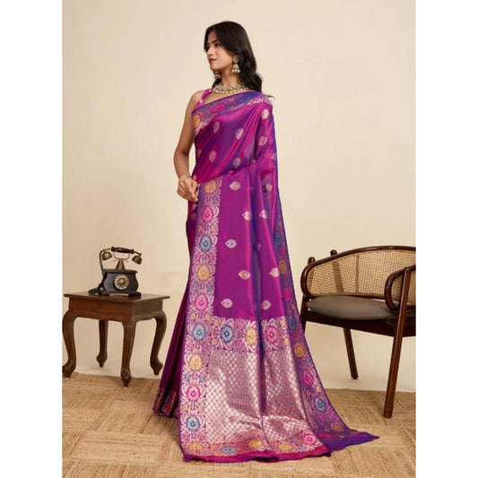 Generic Women's Faux_Banarasi_Silk Woven Saree With Unstitched Blouse 5.5Mtr (Magenta)