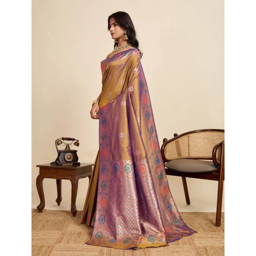 Generic Women's Faux_Banarasi_Silk Woven Saree With Unstitched Blouse 5.5Mtr (Mustard)