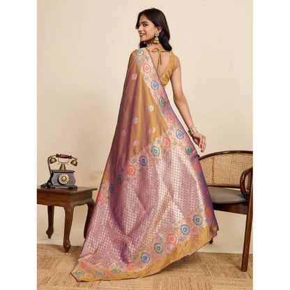 Generic Women's Faux_Banarasi_Silk Woven Saree With Unstitched Blouse 5.5Mtr (Mustard)