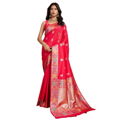 Generic Women's Faux_Banarasi_Silk Woven Saree With Unstitched Blouse 5.5Mtr (Red)