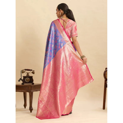 Generic Women's Faux_Banarasi_Silk Woven Saree With Unstitched Blouse 5.5Mtr (Blue)