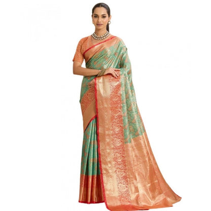 Generic Women's Faux_Banarasi_Silk Woven Saree With Unstitched Blouse 5.5Mtr (Green)