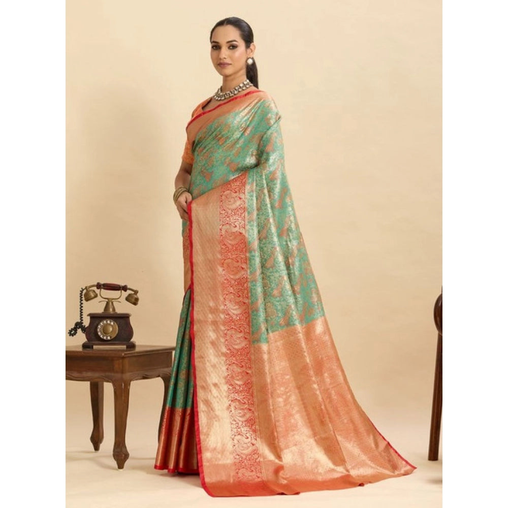 Generic Women's Faux_Banarasi_Silk Woven Saree With Unstitched Blouse 5.5Mtr (Green)