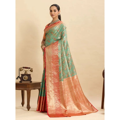 Generic Women's Faux_Banarasi_Silk Woven Saree With Unstitched Blouse 5.5Mtr (Green)