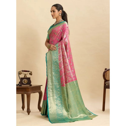 Generic Women's Faux_Banarasi_Silk Woven Saree With Unstitched Blouse 5.5Mtr (Pink)