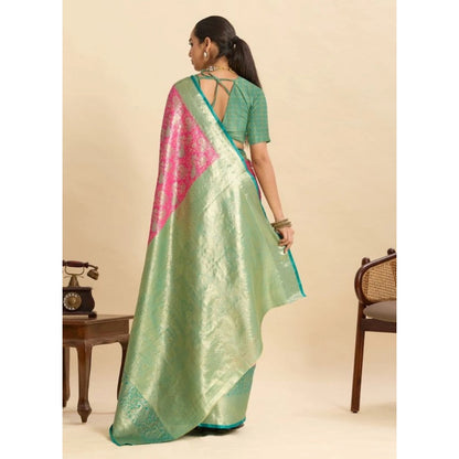 Generic Women's Faux_Banarasi_Silk Woven Saree With Unstitched Blouse 5.5Mtr (Pink)