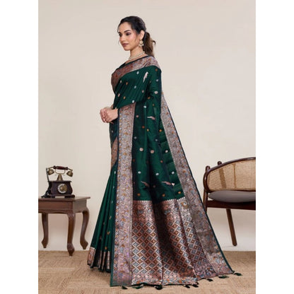 Generic Women's Jacquard Woven Saree With Unstitched Blouse 5.5Mtr (Green)