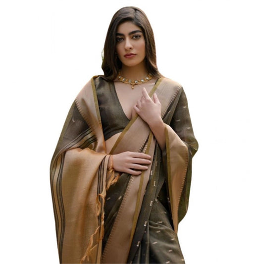 Generic Women's Silk_Blend Butti Pattern Saree With Unstitched Blouse 5.5Mtr (Coffee)