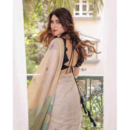 Generic Women's Blended_Cotton Woven_Motifs Saree With Unstitched Blouse 5.5Mtr (Rama_Green)