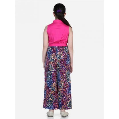 Generic Girl's Bodice-Rayon Colour Block Sleeveless Jumpsuit (Multicolor)