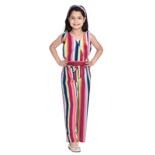 Dainty Girl's Polyester Crepe Floral Cold Shoulder Crop Top and Pallazo Set (Multicolor)