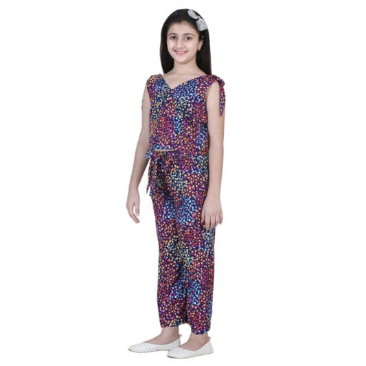 Edgy Girl's Polyester Crepe Floral Short Sleeve Set (Multicolor)